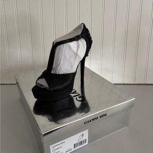 Gianni Bini Black Beaded T-Strap Platform Pump